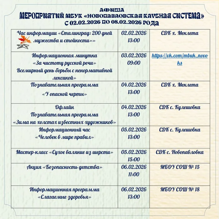 со 2 по 8 февраля 2026