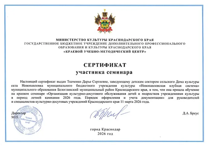 Сертификат Ткаченко Д.С,
